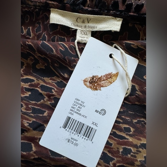 New C&V Chelsea and Violet Long sheer Sleeve Leopard Print Wrap Dress Size XXL - Picture 9 of 9